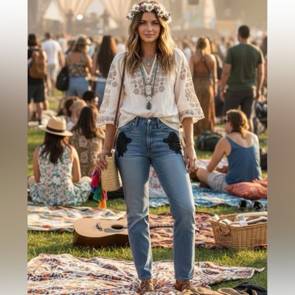 NWT $425 3X1 Burke Beaded High Rise Medium Wash Crop Denim Boyfriend Jeans 25